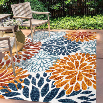 Crisantemo Floral High-low Indoor/outdoor Area Rug
